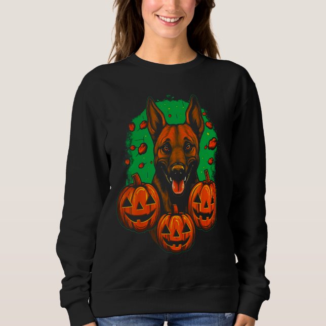 Belgian Malinois Dog Halloween Pumpkin Sweatshirt (Front)
