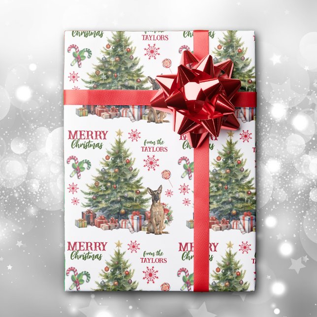 Belgian Malinois Dog Holiday Tree Wrapping Paper (Creator Uploaded)