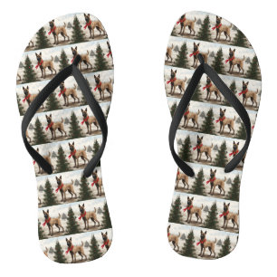 Belgian Malinois Dog in Snow Christmas Thongs