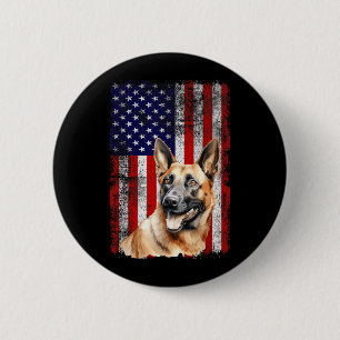 Belgian Malinois Dog Lover Flag 4th of July 6 Cm Round Badge