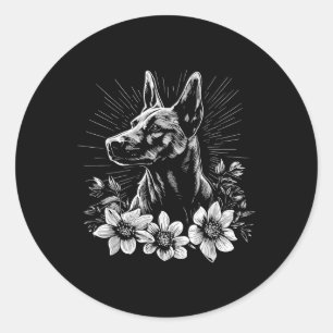 Belgian Malinois Dog Lover Retro Style Tattoo _1 Classic Round Sticker