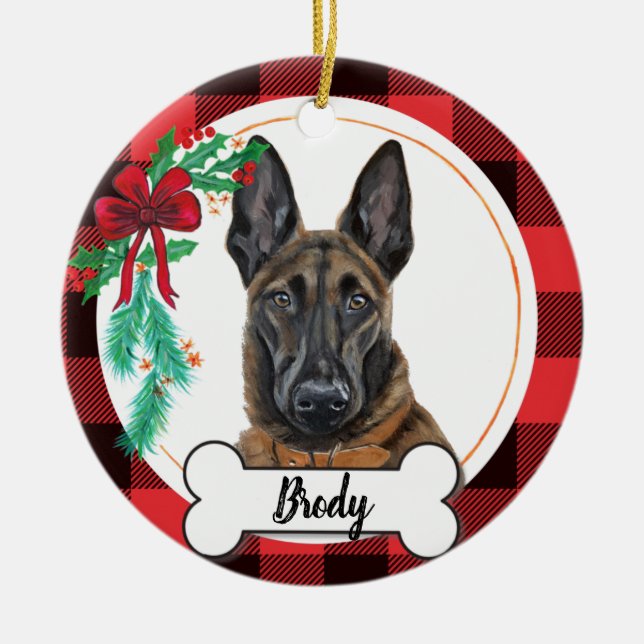 Belgian Malinois Dog Ornament (Front)