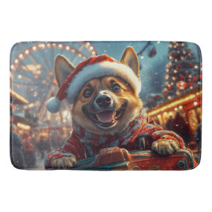 Belgian Malinois Dog Roller Coaster Christmas  Bath Mat
