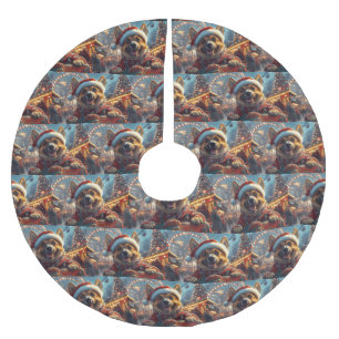 Belgian Malinois Dog Roller Coaster Christmas Brushed Polyester Tree Skirt
