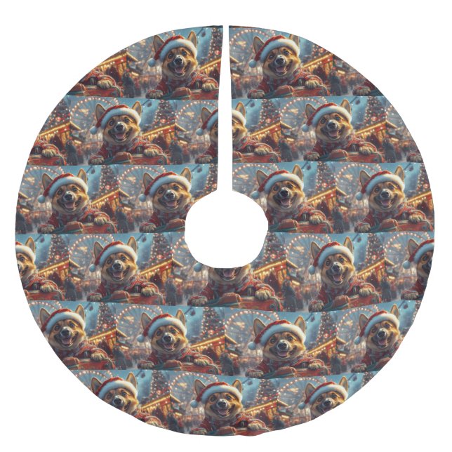 Belgian Malinois Dog Roller Coaster Christmas  Brushed Polyester Tree Skirt (Front)