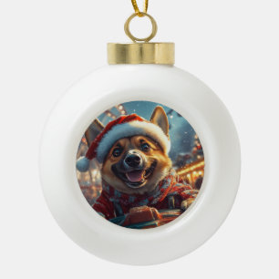 Belgian Malinois Dog Roller Coaster Christmas  Ceramic Ball Christmas Ornament
