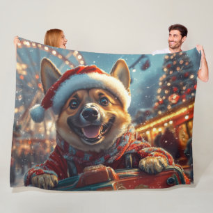 Belgian Malinois Dog Roller Coaster Christmas Fleece Blanket