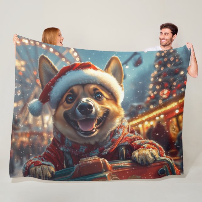 Belgian Malinois Dog Roller Coaster Christmas  Fleece Blanket (In Situ)