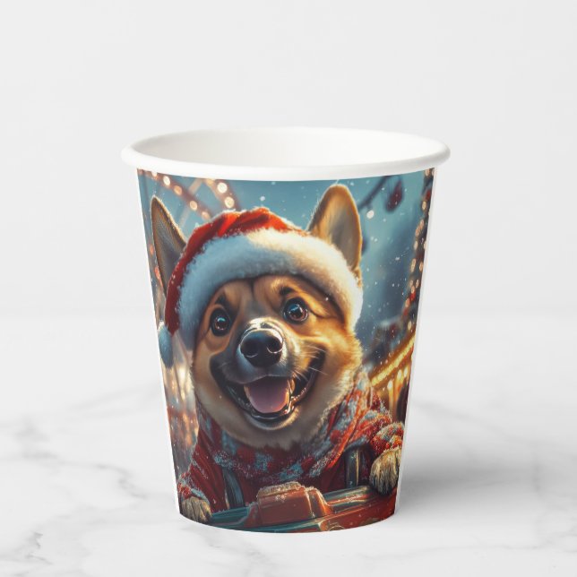 Belgian Malinois Dog Roller Coaster Christmas  Paper Cups (Front)