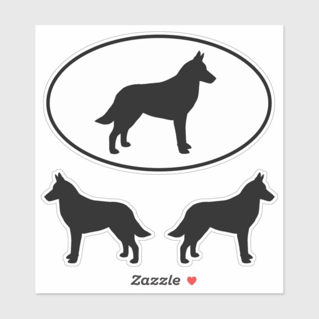 Belgian Malinois Dog Silhouettes Vinyl Sticker Set (Sheet)