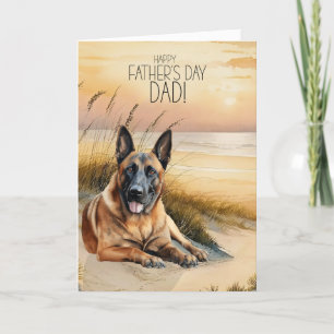 Belgian Malinois Dog Sunset Beach Father's Day Holiday Card