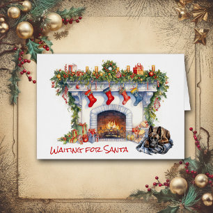 Belgian Malinois Dog Waiting for Santa