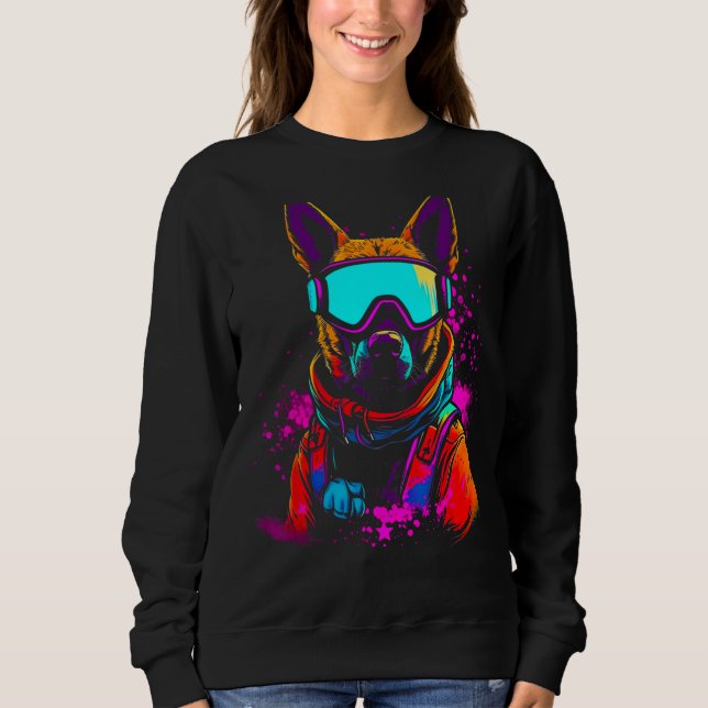 Belgian Malinois Dog Winter Snowboard Sweatshirt (Front)