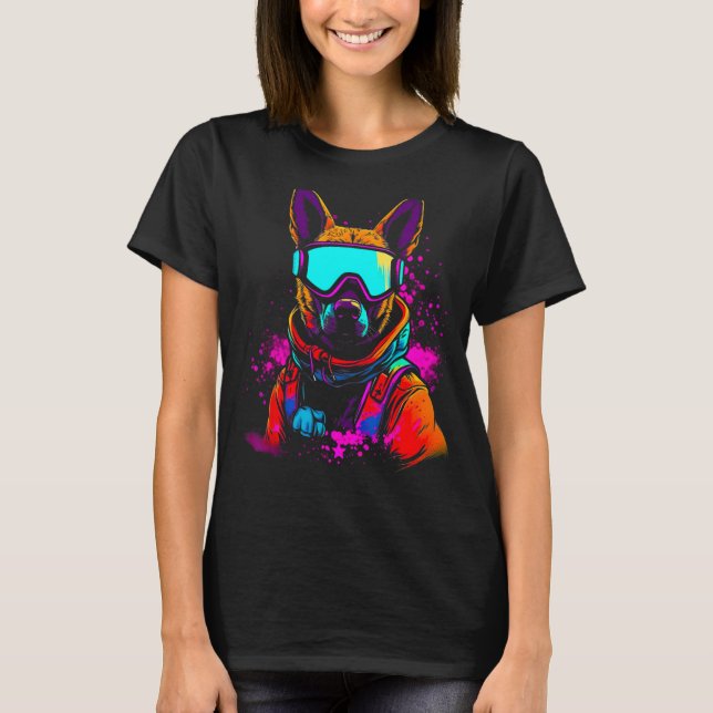 Belgian Malinois Dog Winter Snowboard T-Shirt (Front)