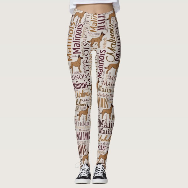 Belgian Malinois Dog Word Art pattern Leggings (Front)