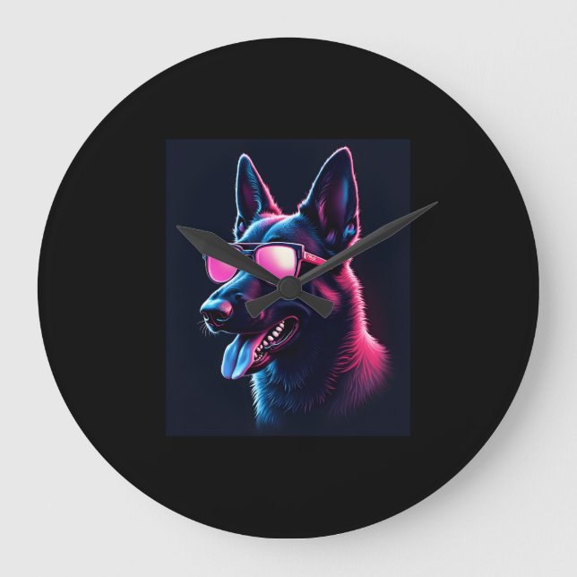 Belgian Malinois Dogs Belgian Malinoiss T-Shirt Large Clock (Front)