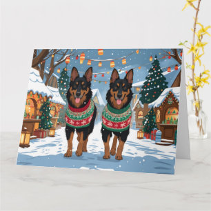 Belgian Malinois Dogs Christmas Snow Holiday  Card