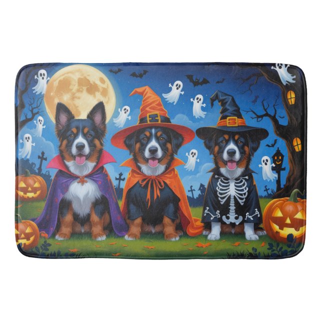 Belgian Malinois Dogs Pumpkin Halloween Funny  Bath Mat (Front)