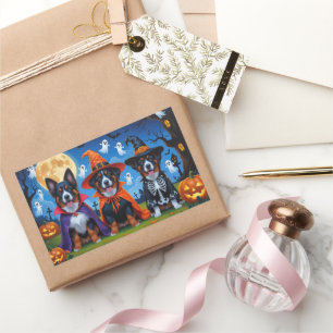 Belgian Malinois Dogs Pumpkin Halloween Funny  Rectangular Sticker