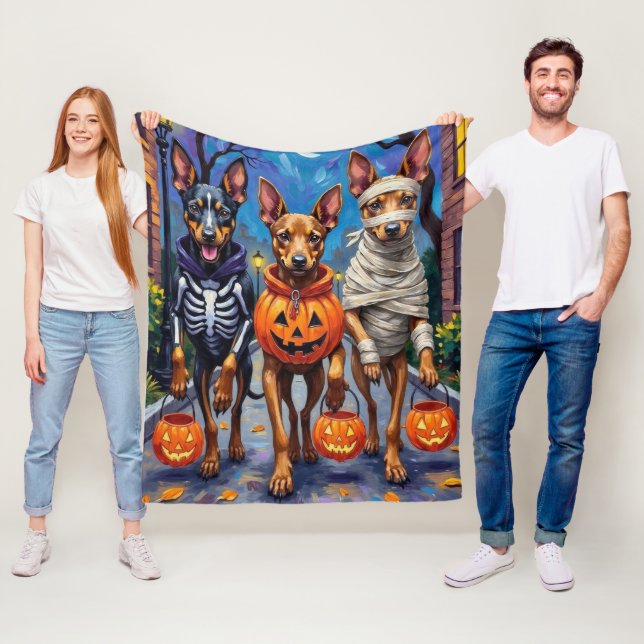 Belgian Malinois Dogs Trick-or-Treating Halloween  Fleece Blanket (In Situ)