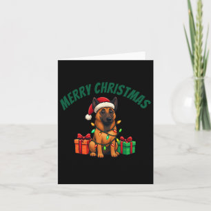 Belgian Malinois Dressed Up For Christmas Card