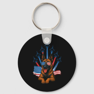 Belgian Malinois Fighter Jet Aeroplane Patriotic D Key Ring