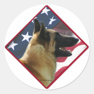 Belgian Malinois Flag 2 Classic Round Sticker