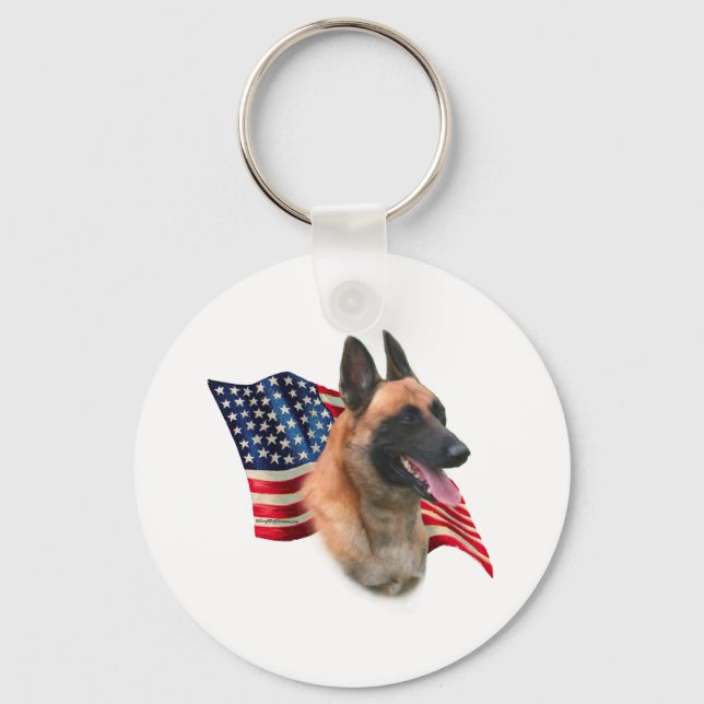 Belgian Malinois Flag Key Ring (Front)