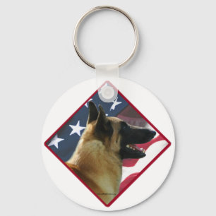 Belgian Malinois Flag Keychain