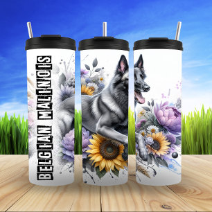 Belgian Malinois' Floral Energy Burst Thermal Tumbler