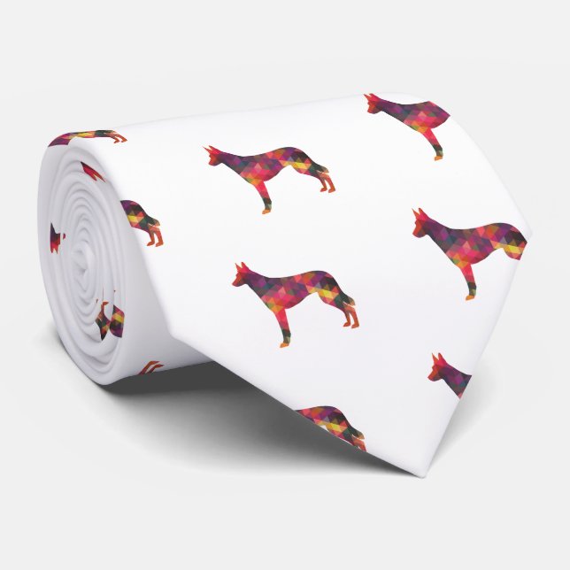 Belgian Malinois Geometric Pattern Silhouette Mult Tie (Rolled)