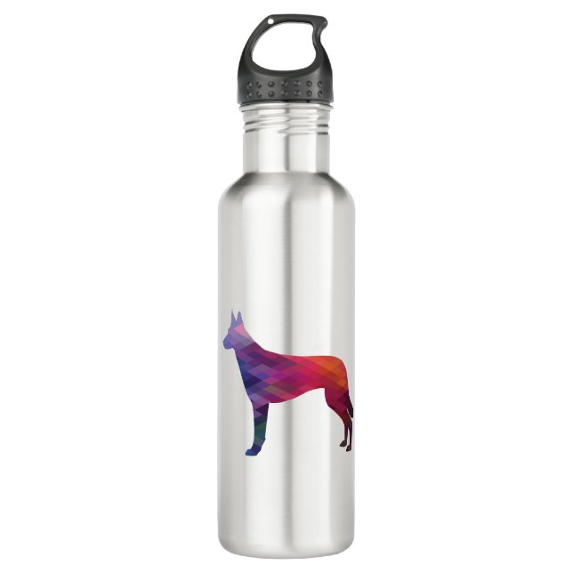 Belgian Malinois Geometric Pattern Silhouette Pur 710 Ml Water Bottle (Front)