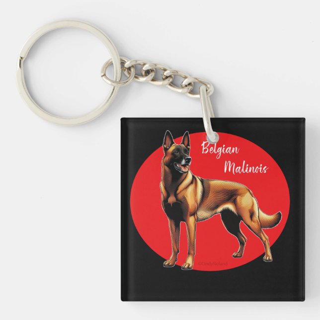 Belgian Malinois graphic Key Ring (Front)