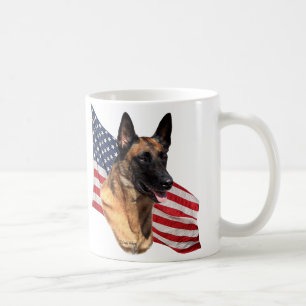 Belgian Malinois head with flag mug