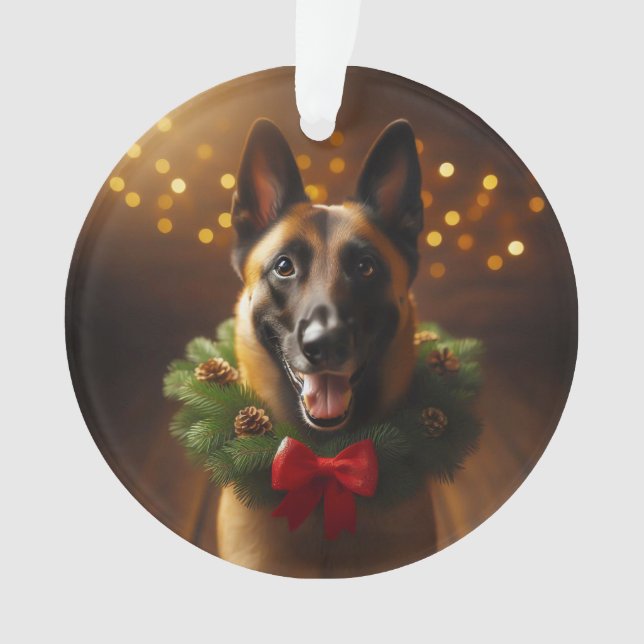 Belgian Malinois Holiday Ornament (Front)