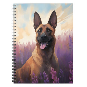 Belgian Malinois in Lavender field Notebook