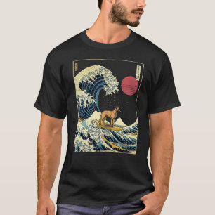 Belgian Malinois Japanese Kanagawa Wave Funny Surf T-Shirt