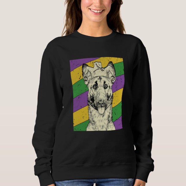 Belgian Malinois Jester Mardi Gras Dog Mom or Dad Sweatshirt (Front)