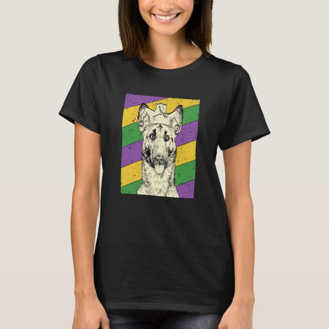 Belgian Malinois Jester Mardi Gras Dog Mom or Dad T-Shirt (Front)