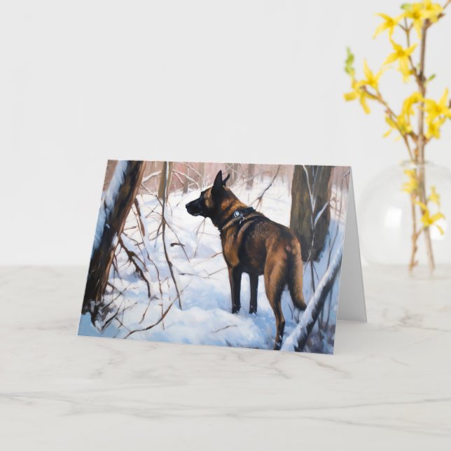 Belgian Malinois Let It Snow Christmas Card (Yellow Flower)