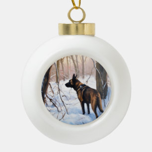 Belgian Malinois Let It Snow Christmas Ceramic Ball Christmas Ornament