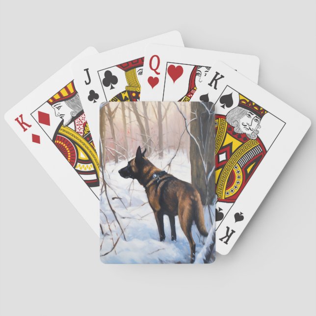 Belgian Malinois Let It Snow Christmas Playing Cards (Back)