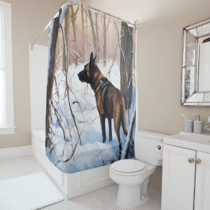 Belgian Malinois Let It Snow Christmas Shower Curtain