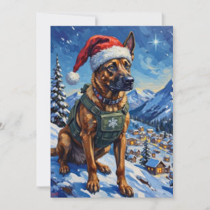 Belgian Malinois Mountain Patrol Christmas Holiday Card