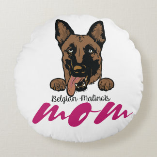 belgian malinois mum round cushion