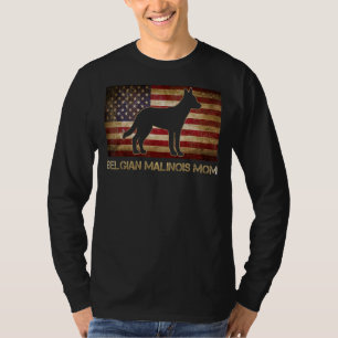 Belgian Malinois Mum Vintage American Flag Patriot T-Shirt