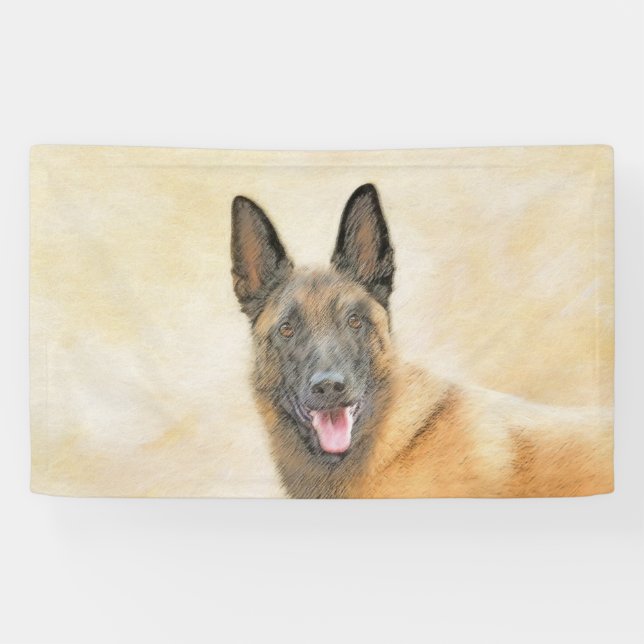 Belgian Malinois Painting - Cute Original Dog Art Banner (Horizontal)