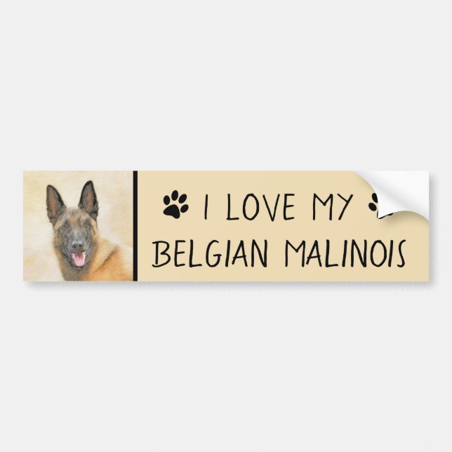 Belgian Malinois Painting - Cute Original Dog Art Bumper Sticker (Front)