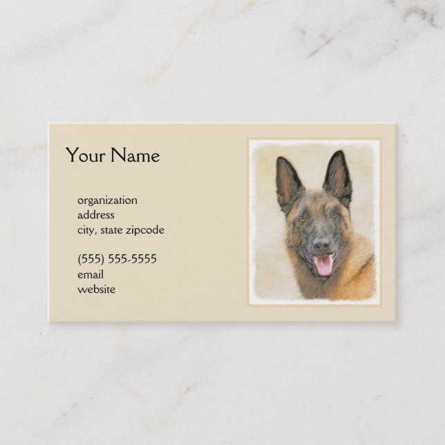 Belgian Malinois Painting - Cute Original Dog Art Business Card (Front)