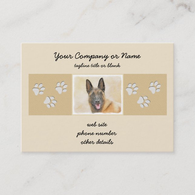 Belgian Malinois Painting - Cute Original Dog Art Business Card (Front)